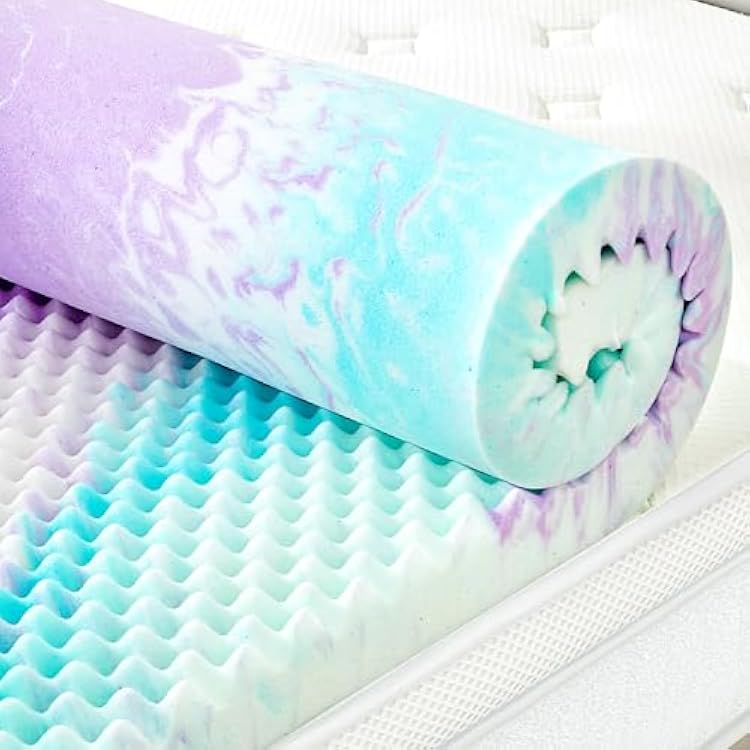 SINWEEK 2 Inch Egg Crate Memory Foam Mattress Topper Twin XL, Twin Extra Long Mattress Pads for College Dorm Single Bed, Pressure Relieve CertiPUR-US Certified,39x80 Inches, Colorful