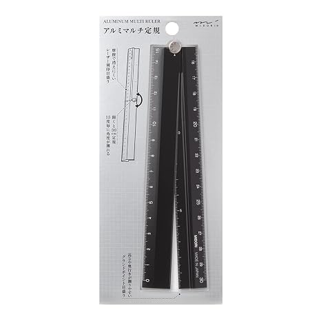 DESIGNPHIL 42286006 Midori Ruler Aluminum Multi Ruler, 11.8 inches (30 cm), Black A
