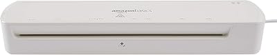 Amazon Basics 12-Inch Thermal Laminator Machine with 20 Assorted Laminating Pouches, White
