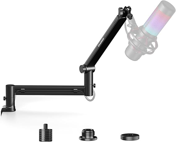 Aokeo AK-58 Low Profile Microphone Stand Arm for HyperX QuadCast SoloCast Elgato Wave Shure SM7B Blue Yeti Blue Snowball Broadcast Studio Program Recording