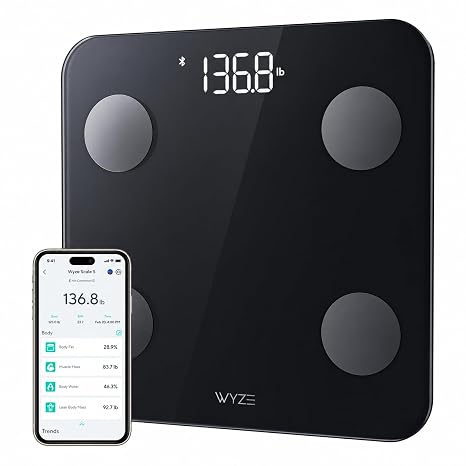 Wyze Scale S Smart Scale for Body Weight, BMI & Body Fat, 400 lbs, Black