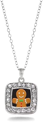 Inspired Silver - Silver Square Charm 18 Inch Necklace with Cubic Zirconia Jewelry