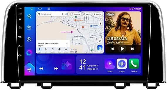 10 İnç Android Multimedya CarPlay Android Auto Navigasyon Kameralı 4GB RAM 64GB - Honda CR-V 2019-2022 ile uyumlu
