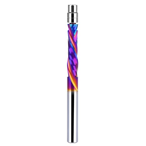 Up & Down Cut Spiral Flush Trim Router Bit 1/4 Inch Shank 1/4 Inch Cutting Diameter, CNC Router Bits End Mill for Wood Cutting, Slot Mortise, Engraving