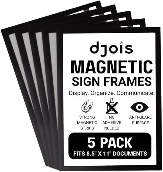 Tarifold Magnetic Sign Holders, Letter-Size, Black, 5 Pack