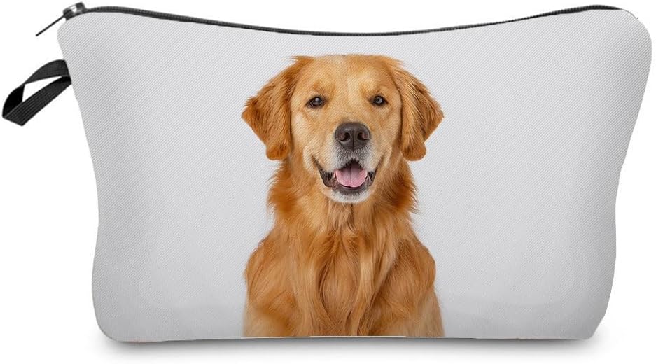 Livelhood Golden Retriever Dog Cosmetic Bag for Women - Cute Small Makeup Bag for Purse Travel Toiletry Zipper Pouch for Girls Gift for Dog Lovers