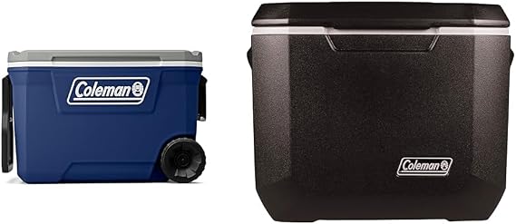 Coleman Twilight 62 Quart Ice Chest, Plastic, Twilight & Portable Rolling Cooler | 50 Quart Xtreme 5 Day Cooler with Wheels | Wheeled Hard Cooler Keeps Ice Up to 5 Days