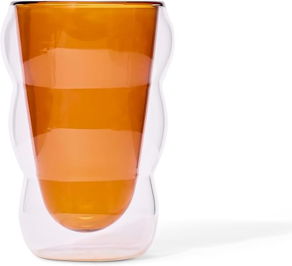 Teaspressa Amber Glass Cloud Cup 12 oz Double-Wall Insulated Borosilicate Glass Heat-Resistant Ideal for Pumpkin Spice Lattes, Hot Tea, Coffee & More Cozy Fall Design Great Gift