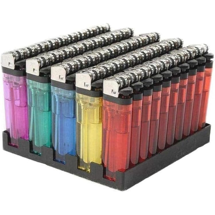 Lot Classic Disposable Lighter Soft Flame Kitchen Lighter - Newly Improve Quality Upgraded, Perfect Strike Every Time - Lighters in Assorted Colors, Pocket Style - Pack of 50