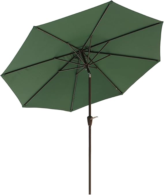 9ft Round Patio Umbrella, UV-Resistant, Market Table Parasol with Push Button Tilt and Crank, Sun Shade Umbrella for Garden, Deck, Outdoor(Green)