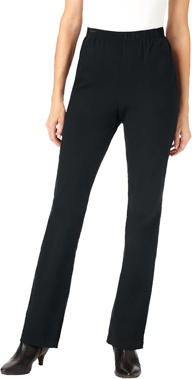 Woman Within Fineline Stretch Denim Pull-On Bootcut Jeans