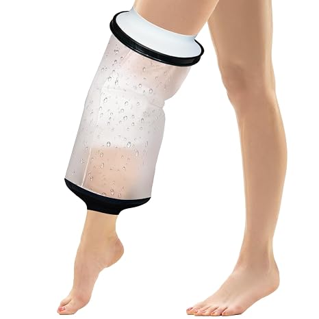 KEEFITT Adult Knee Cast Cover for Shower, Waterproof Knee Surgery Shower Protector Watertight Cast Protector for Knee Replacement Surgery, ACL Surgery, Wound, Brace (KT4126-M)