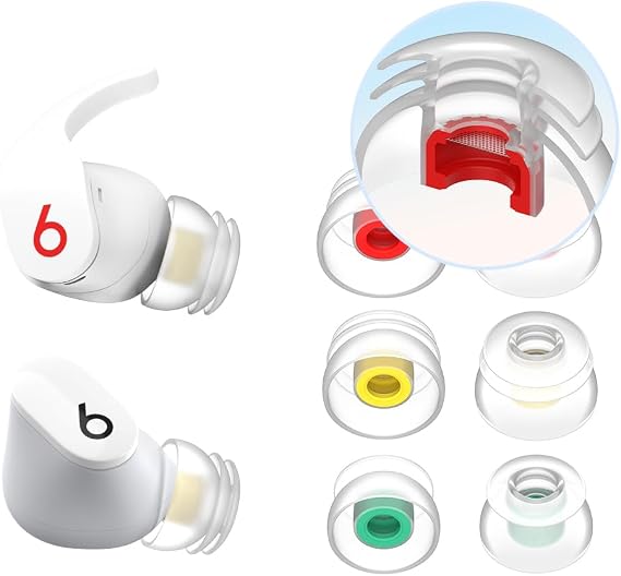 Premium Multi-Flange Eartips for Beats Studio Buds/Beats Fit Pro/Beats Studio Buds+ (Clear) Always Fits, Never Slips