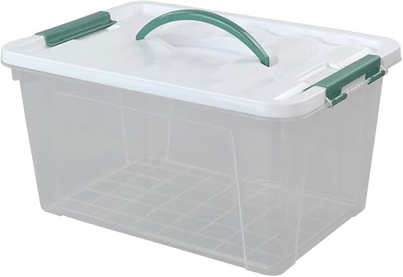 Gloreen 14 Quart Clear Storage Bins with Lid and Handle, Multipurpose