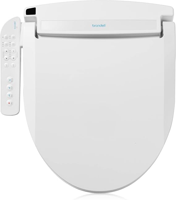 Brondell LT89 Electric Bidet Toilet Seat, Fits Round Toilets, White Side Arm Control, Warm Water Wash, Strong Wash Mode, Stainless-Steel Nozzle, Nightlight and Easy Installation