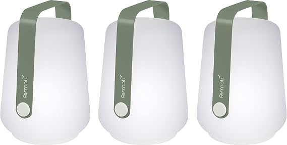 Fermob - Balad Lamp H5 - Set of 3 Portable Outdoor Miniature Lamps with Candle-Flicker Mode & 3 Light Temperatures - Rechargeable & Durable