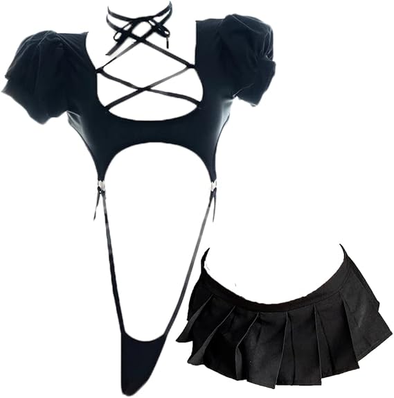 JasmyGirls Cosplay Lingerie Anime Costume Sexy Cutout Bodysuit Cute Mini Skirt Kawaii Top Lolita Underwear Japanese Swimsuit