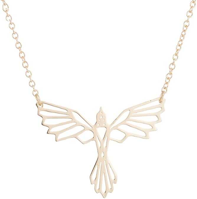 AOCHEE Origami Necklace Phoenix Necklace Pendant Phoenix Bird Necklace for Women