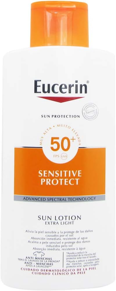 EUCERIN 856-25720 Sensitive Protect Sun Lotion Extra Light SPF50+ 400 ml for adults, built for hydration, nourishment and skin care, 400 ml, spf50, light