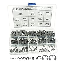 525PCS 14 Kinds Metric E-Clips Side-Mount External Retaining Rings Assortment Kit,1.2mm to 15mm Nominal Diameter,Black Phosphate Finish
