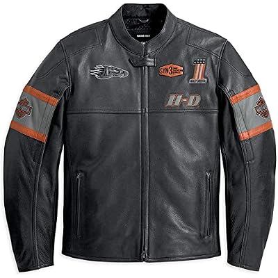 Mens Retro H-D Harley Vintage Motorcycle Leather Jacket, Classic Biker Wear Cafe Racer Leather Jacket for Men