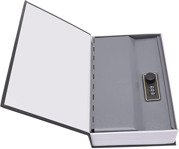 Book Safe Lock Box, Book Safe Stainless Steel Liner Imitation Books Dictionary, Book Safe Combination Lock for Storing Money Cards Documents (Black)