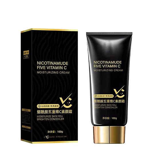 Nicotinamide Vitamin C Plain Face Cream, Niacinamide Vitamin C Black Tube Skin Cream, Multifunctional Smooth Hydrating Niacinamide Makeup Cream(1pc)