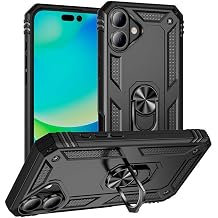 Spia Apple iPhone 16 Plus ile Uyumlu Kılıf Siyah Panther Yüzüklü Silikon Orijinal (Apple iPhone 16 Plus ile Uyumlu, Siyah)