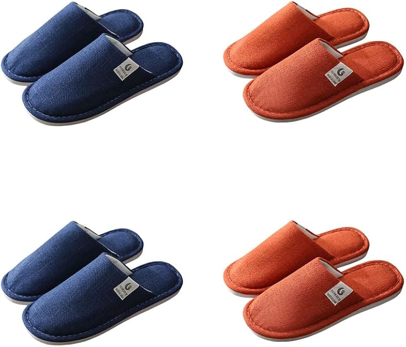 Womens Slipper Home Slippers,4 Pairs Spa Slippers Non Slip Disposable Slippers for Guest Washable Bedroom Slippers Hotel Slipper Travel Slippers