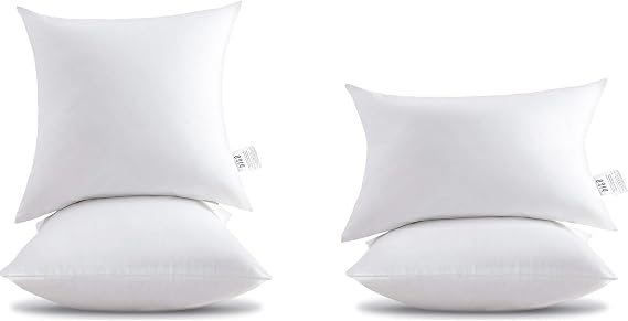 HITO 18x18 Pillow Inserts+12x20 Pillow Inserts (Set of 2, White)- 100% Cotton Covering Soft Filling Polyester