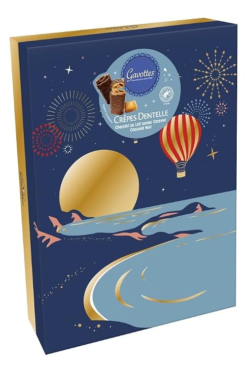 Gavottes - Assorted Crepes Dentelles French (Crispy Lace Crepes) from Brittany (Balloon cardboard box) - 14oz/ 400gr