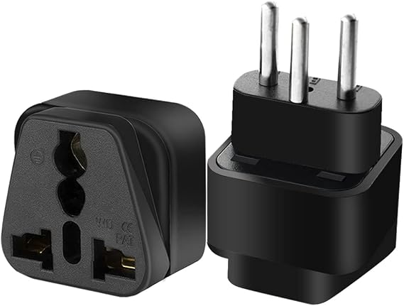 Switzerland 3 Pin Travel Plug Adapter, Black, 2-Pack