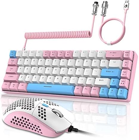 ZIYOU LANG T8 Mechanical Key Mouse Set, 60% Numeric Keyless, RGB Backlight, All Keys Anti-collision, Coiled Cable, Blue Axis, USB-C