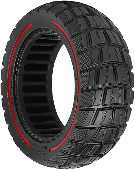 90/65-6.5 Solid Tyre 11 Inch Off-Road Tubeless Tire for Zero 11X for DUALTRON for KAABO Scooters Deep Tread Anti-Slip Rubber Wheel Replacement(Red Line)