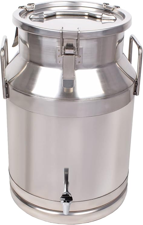 Beeketal 'BMK-30A' Milk Jug Transport Jug 30 Litres Stainless Steel with Drain Tap Leak-Proof Lid with Seal and Tension Lock - Dairy Milk Jug for Transport or Storage