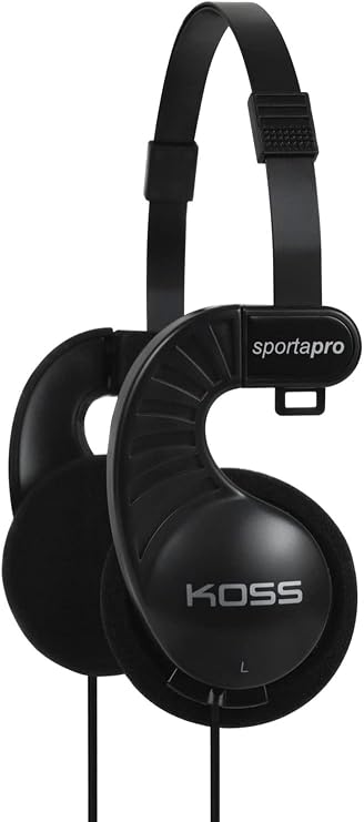 Koss Sporta Pro On-Ear Headphones, Black, Retro 90s Style, Wired Plug | Unique Folding Design, 3.5mm Jack