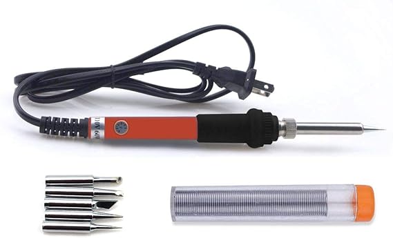 Electric Soldering Iron Kit 60W Adjustable Temperature Welding Soldering Iron with 5pcs Different Tips, 1 thread 1.0mm Dia. (Soldering Irons)
