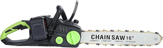 40V Cordless Chainsaw 16 Inch, Brushless Motor Electric Chainsaw with Battery and Charger, Battery Powered Chainsaw with Auto-Tension and Auto-Lubrication, 10'' Bar Length, 2 x 4Ah Batteries (Black)