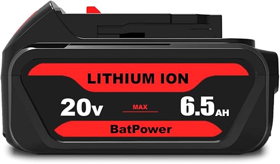 BatPower 6.5Ah 20V Battery Replacement Compatible with DeWALT 20 Volt MAX Lithium-Ion Cordless Tools, High Performance Battery Pack for 20V Brushless Drills, Impact Drivers and Saws (1 Pack)