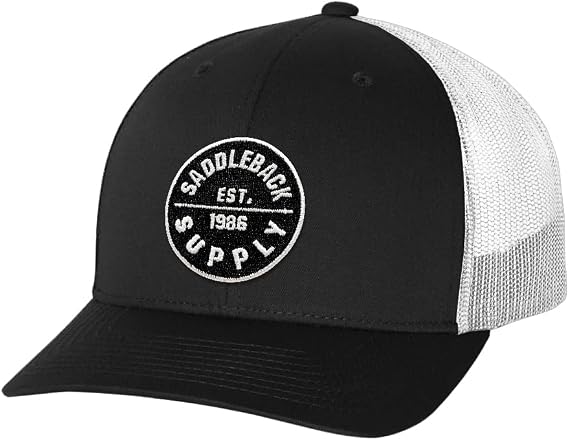 Saddleback Supply Classic Circle Patch Collection - Curved Bill Mesh Snapback Hats (Black/White/p)