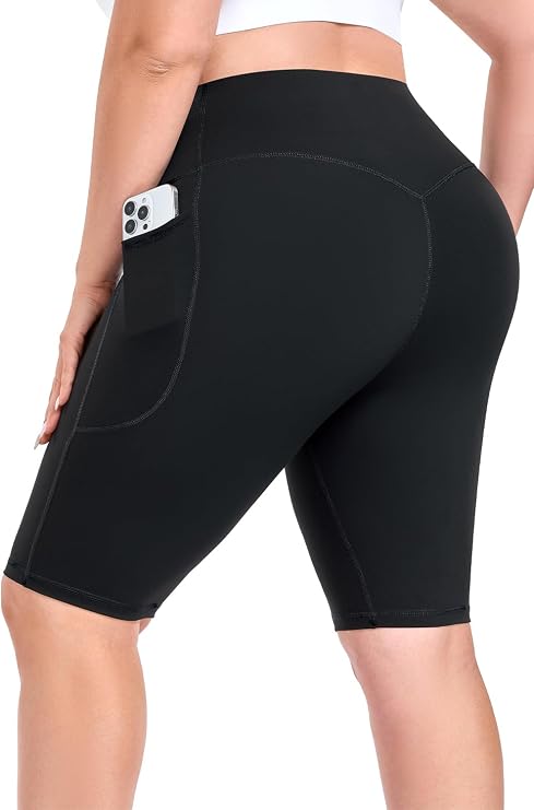 Plus Size 10" Biker Shorts for Women with Pockets L-6XL High Waist