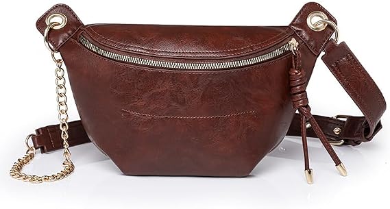 Women Leather Belt Bag Fashion Waist Packs Crossbody Fanny Pack Bum Bag for Travel Running Walking,Carrying All Phones,Wallet (Coffee)