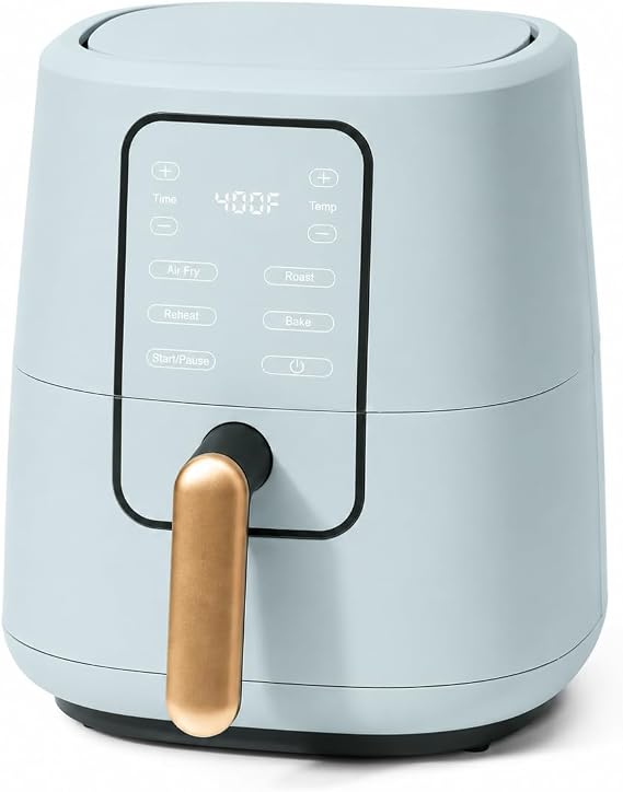 B - 3-Quart Digital Air Fryer, TurboCrisp Technology, 4 Presets, 170F-400F, Non-Stick, Dishwasher Safe, 1200 Watt. (Hydrangea)