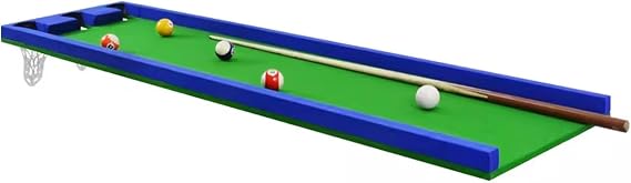 Portable Billiard Pool Table, Miniature Pool Practice Table with Folding Table Legs, for Beginner Recroom Livingroom (Color : Blue1, Size : 2x0.5m/6.56x1.64ft)