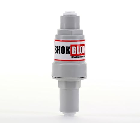 Shok Blok SB-FPV-40 Water Filter Pressure Regulator Protection Valve for RO & Filter Systems - 1/4" QC Ports, 40 PSI