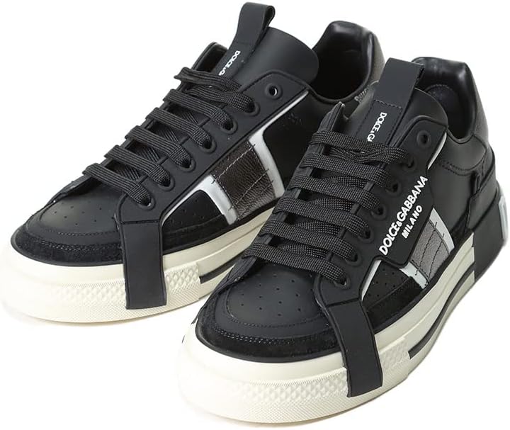 Dolce & Gabbana DGCS1863AO223 Leather Low Top Sneakers Custom 2, Black
