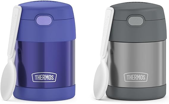 THERMOS 10oz Insulated Food Jars - Purple & Gray - Kid Friendly with Foldable Spoon