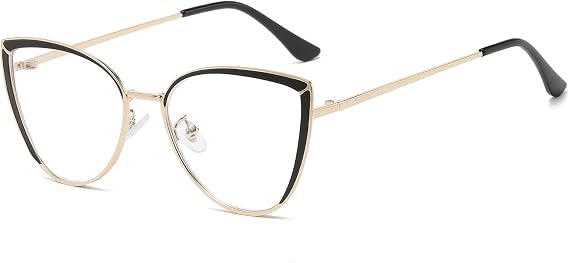 LJCZKA Blue Light Blocking Glasses Cat Eye for Women Computer Glasses Metal Frame Anti Eyestrain for Texting Gaming Reading
