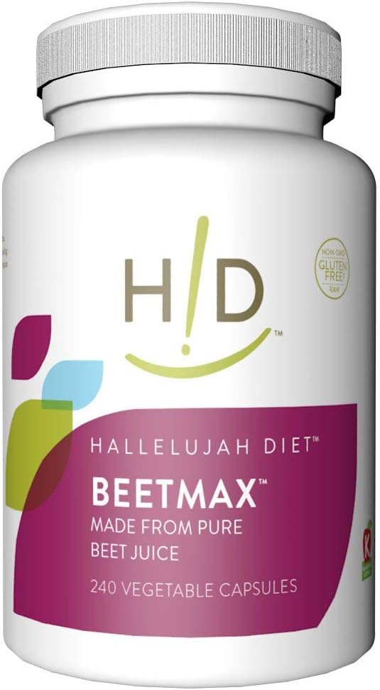 Hallelujah Diet - Organic BeetMax Capsules, Vitamin, Mineral, Antioxidant Blend Supplement, Gluten-Free, Vegan, 240 Capsules, 30 Servings