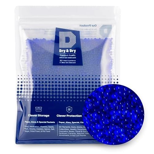 Dry & Dry [1.2 LBS] Blue Indicating Silica Gel Beads Desiccants Industry Standard 3-5 mm - Reusable Desiccant Beads Silica BeadsBlue to Pink